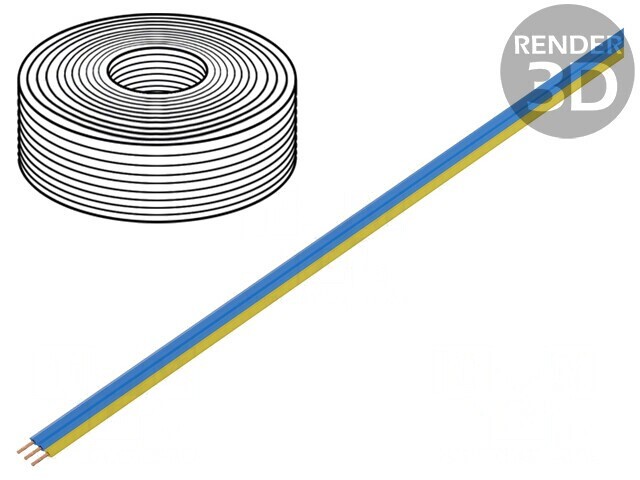 Cablu bandă litat 3x0,25mm2 PVC albastru/galben