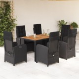 VidaXL Set mobilier de grădină cu perne, 7 piese, negru, poliratan 3212234