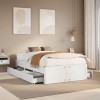 VidaXL Cadru pat fără saltea/cu sertare alb 135x190 cm lemn masiv pin 3308820