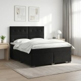 Cumpara ieftin Pat boxspring cu saltea cu headboard Negru 160 x 200 cm Catifea