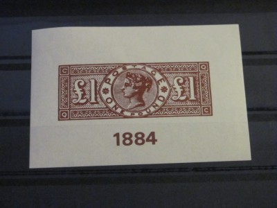 Reproducere Filatelică 1884 &amp;ndash; Timbru Britanic &amp;pound;1 cu Regina Victoria, Piesă de Colecție Istorică, Souvenir Filatelic de Epocă foto