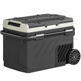 Outsunny Ladă frigorifică electrică auto 40L cu două zone, comandă prin aplicație, m&acirc;ner telescopic, -20℃ p&acirc;nă la 20℃, Negru | Aosom Romania