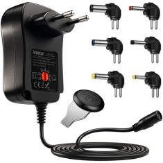 Incarcator universal reglabil 3-12V, USB, 30W, 6 varfuri interschimbabile, iesire 2000 mA, interfata CA, cablu 150 cm, negru