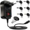 Incarcator universal reglabil 3-12V, USB, 30W, 6 varfuri interschimbabile, iesire 2000 mA, interfata CA, cablu 150 cm, negru