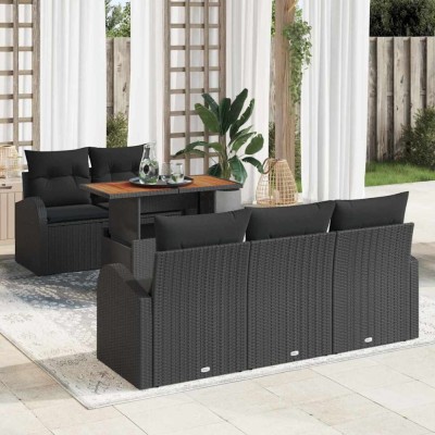 vidaXL Set de canapele pentru grădină 6 pcs Negru 100 x 55 x 73 cm foto