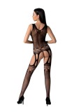 Bodystocking Sexy Model Portjartier, Material Elastic, Negru, S-L