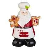 Cutie Biscuiți Ceramică, Model Moș Crăciun Cofetar, Culoare Roșu, Dimensiuni 19x15x26cm, Oem