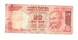 Bancnota India 20 rupees 2007, circulata, uzata