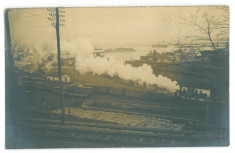 2171 - CONSTANTA, Train, Railway, Harbor - old postcard, real PHOTO - unused foto