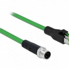 Cablu de retea M12 4 pini D-coded la RJ45 PVC 2m, Delock 85438