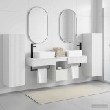 Cumpara ieftin Set dulap baie 5 buc. Alb 136 x 35 x 80 cm Lemn prelucrat
