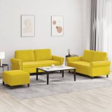 VidaXL Set de canapele cu perne, 3 piese, galben, catifea