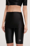 adidas by Stella McCartney pantaloni scurți femei, culoarea negru, uni, high waist IN3647