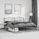 VidaXL Cadru pat metalic cu tăblii de cap/picioare&nbsp;, negru, 183x213 cm