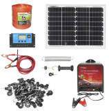 Kit pachet gard electric 14 Joule 12V panou solar 20W 1000m 100 izolatori (BK87123)