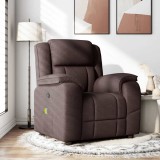 vidaXL Fotoliu de masaj rabatabil, maro &icirc;nchis, material textil