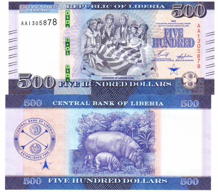 Liberia 500 Dolari 2022 P-42 UNC