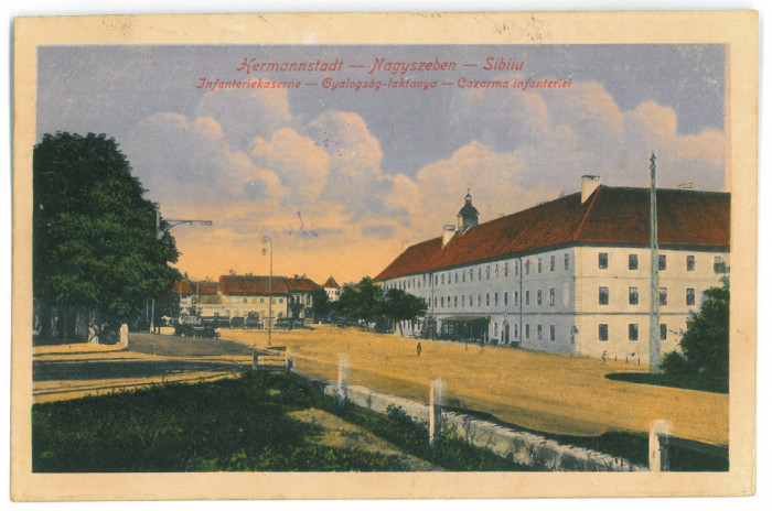 178 - SIBIU, cazarma, Romania - old postcard, CENSOR - used