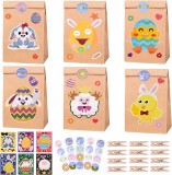 Set de 12 pungi, 12 cleme si stickere FORMIZON , hartie/lemn, multicolor, 27 x 15 cm