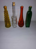 4x Decantor recipient din sticla miniatura sticluta colorata cu dop de pluta