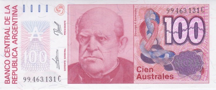 Bancnota Argentina 100 Australes (1985-90) - P327b UNC