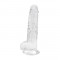 Realiste cu testicule - Loving Joy 20 cm Dildo cu Testicule Transparent Aspect Realist Membru cu Vene in Relief Ventuza de Suctiune