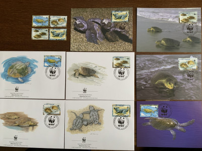 sao tome - broasca testoasa - serie 4 timbre MNH, 4 FDC, 4 maxime, fauna wwf foto