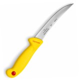 Cumpara ieftin Cutit pentru transare galben 29 cm, lama flexibila curbata 15 cm, 90 g, otel inoxidabil, maner cu protectie, pentru carne si peste