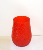 Cumpara ieftin Vaza cristal rosu-oranj suflata manual, anii 60 - design Carl-Olof Borgarp, Elme