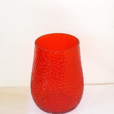 Vaza cristal rosu-oranj suflata manual, anii 60 - design Carl-Olof Borgarp, Elme