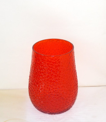 Vaza cristal rosu-oranj suflata manual, anii 60 - design Carl-Olof Borgarp, Elme foto