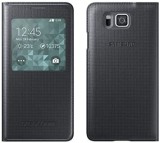 Cumpara ieftin Husa Originala S View Samsung Galaxy Alpha + Cablu de date Cadou, Negru