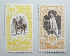 TIMBRE ROMANIA LP63k;63 j -EXP. GENERALA 1906- CAL II -SARNIERA foto