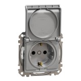 Priza simpla schuko cu capac Schneider Sedna IP44 aluminiu SDD213023