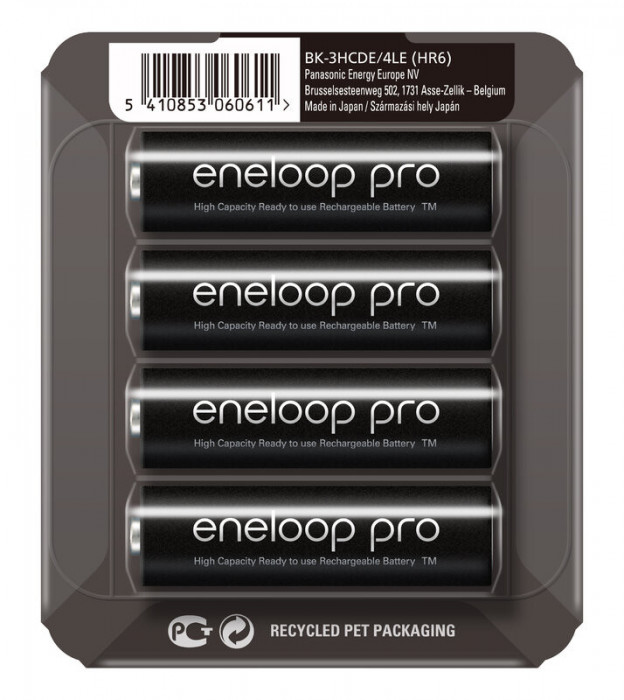 Acumulatori Panasonic Eneloop Pro AA R6 2500mAh 1,2V Ni-MH BK-3HCDE/4LE set 4 buc.