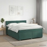 Cumpara ieftin Pat box spring cu saltea si LED Verde inchis 160 x 200 cm