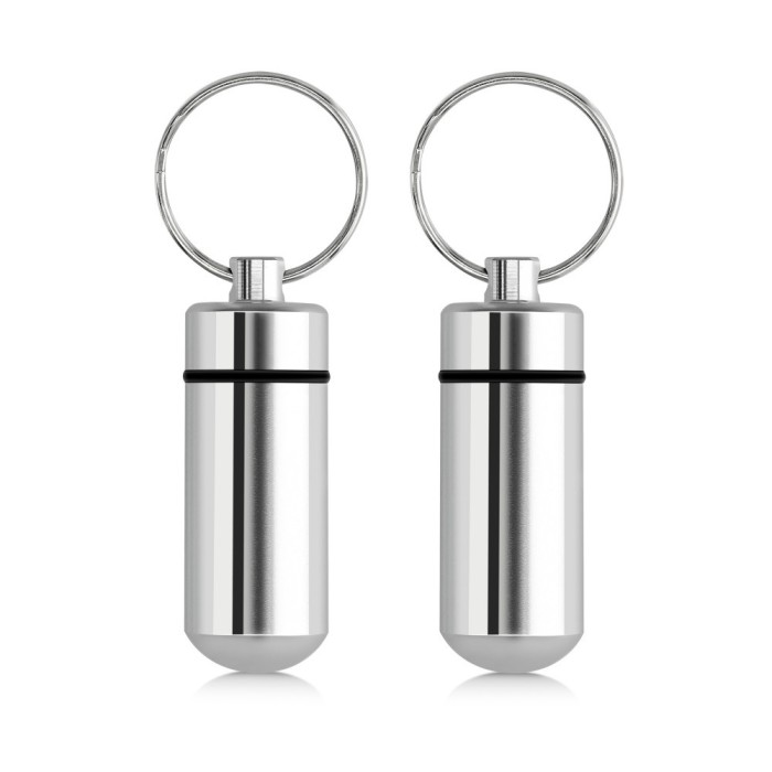 Set 2 Brelocuri pentru mini pilule Kwmobile, Gri, Aluminiu, 56608.05