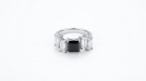 Cumpara ieftin Inel Argint 925 Noir Elegance , Design Geometric cu Cristal Negru E i Baguette