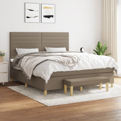 vidaXL Pat box spring cu saltea, gri taupe, 160x200 cm material textil 3137249 foto