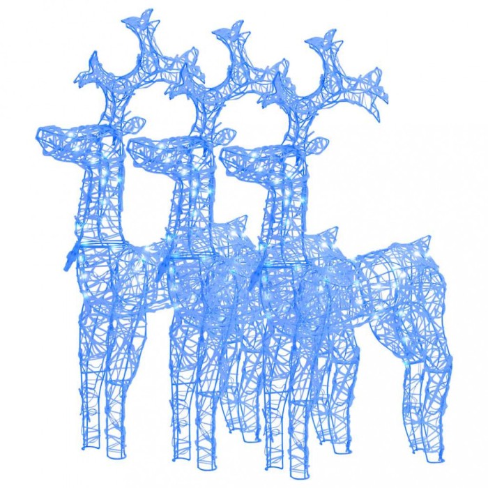 Decoratiuni reni de Craciun, 3 buc., 60x16x100 cm, acril