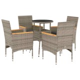 Cumpara ieftin Set mobilier de gradina cu perne 5 piese gri poliratan &amp; sticla