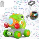 Jucărie Electrica de Impins cu Baloane de Săpun Dinozaur Push and Play, cu lumini si functie 2 in 1, EMC ONSHOP&reg;