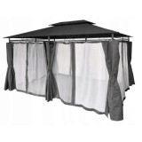Pavilion/foisor pentru gradina/terasa, cadru metalic,&nbsp;cu plasa de tantari, gri, 4x3x2.65 m, Gardenline
