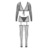 Seturi de Lenjerie - Cottelli Fantasy Set de Lenjerie din Plasa cu Bolero Top String si Centura Portjartier marime Small-Large