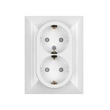 Priza schuko dubla Abex Perla PT-7PS, incastrata, contact de protectie, alba