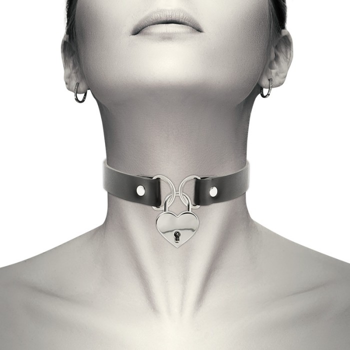Chocker cu Inima si Lant Coquette - Negru##