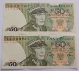 Polonia, 50 Zlotyhc 1988 , serii consecutive