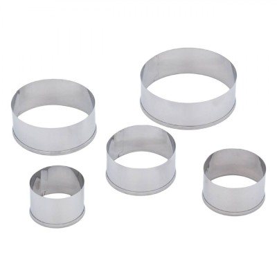 Set Forme Biscuiți Pastry Master, 5 Bucăți, Metalice, Rotunde, 5 Mărimi, Argintii foto