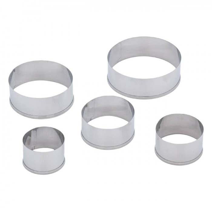 Set Forme Biscuiți Pastry Master, 5 Bucăți, Metalice, Rotunde, 5 Mărimi, Argintii