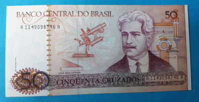 50 Cruzados nedatata anii 1980 Bancnota veche Brazilia foto